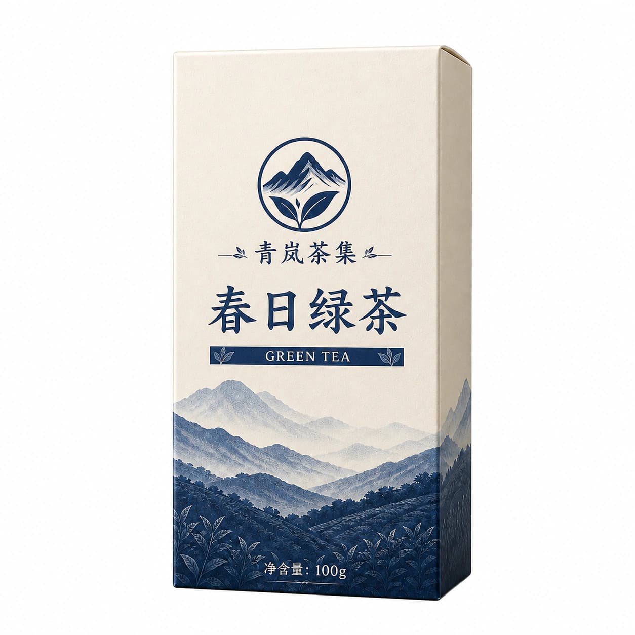 青岚茶集 春日绿茶，纸盒上的品牌图案与商品包装